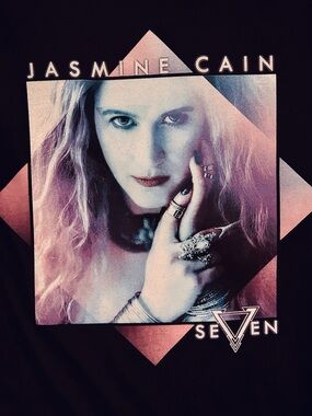 JASMINE CAIN “SEVEN“ Black Graphic Tee with Lavender Accent